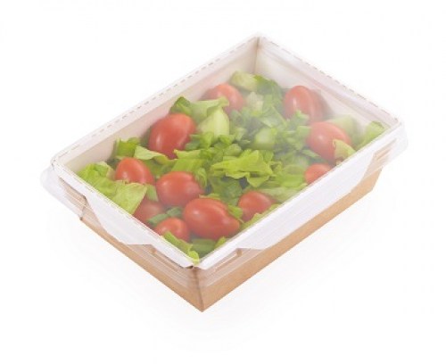 Op Salad Box + Transparent Lid (Χάρτινο Σκεύος Kraft με διάφανο καπάκι Pet)