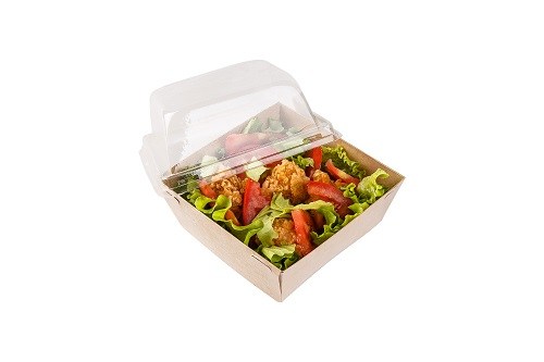 Prizma Salad Box + Tranparent Lid (Χάρτινο Σκεύος Kraft τετράγωνο με διάφανο καπάκι Pet)