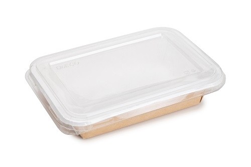 Heat Seal Salad Container + Transparent Lid (Χάρτινο Σκεύος Kraft με διάφανο καπάκι Pet)