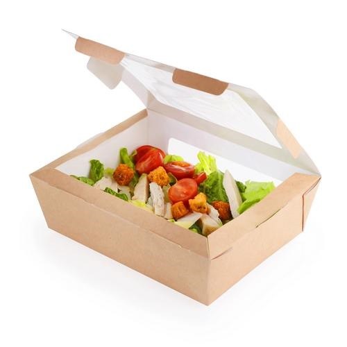 Salad Box Double Window (Χάρτινο Σκεύος Kraft με Διπλό Παράθυρο)