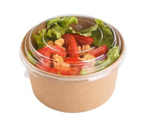 Rcont Salad Box + Transparent Lid  (Χάρτινο Σκεύος Kraft στρογγυλό με διάφανο καπάκι Pet)