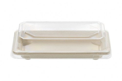 Sushi Box Sugarcane (Συσκευασία για Sushi από Ζαχαροκάλαμο με διάφανο καπάκι Pet)