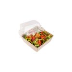 Smart Pack 900 with Transparent Flat Lid (Χάρτινο σκεύος Kraft τετράγωνο με διάφανο καπάκι Pet Ίσιο)