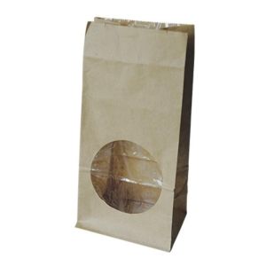 Window Bag 170 Double Kraft Paper + PE (Χάρτινο διπλό Σακουλάκι Kraft με Στρογγυλό Παράθυρο, Πιέτα & Πάτο)