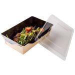 Opsalad Box 900 "Black Edition" with Transparent Flat Pet Lid (Χάρτινο σκεύος Kraft με εσωτερική μαύρη επένδυση & με διάφανο καπάκι Pet ίσιο)