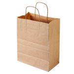 Twisted Paper Kraft Bag 19x8x20,5 (Χάρτινη Τσάντα Kraft με Πάτο & Στριφτό Χεράκι, Πιέτα & Πάτο)