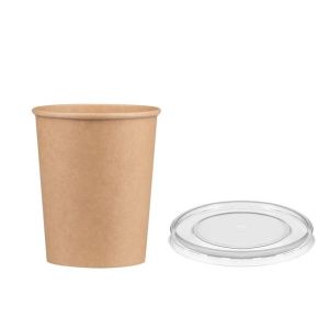 Soup Container 32CE Kraft Economy with Transparent PP Lid (Χάρτινα δοχεία Kraft με διάφανο καπάκι PP)