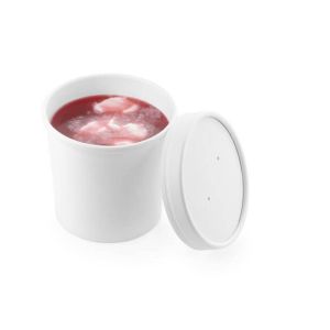 Ice Cream Container 16W White with Paper Lid (Χάρτινα λευκά δοχεία με χάρτινο λευκό καπάκι)