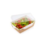 Opsalad Box 400 with Transparent Flat Pet Lid (Χάρτινο σκεύος Kraft με διάφανο καπάκι Pet ίσιο)