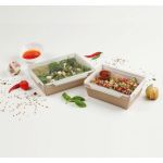 Opsalad Box 450 with Transparent Flat Pet Lid (Χάρτινο σκεύος Kraft με διάφανο καπάκι Pet ίσιο)