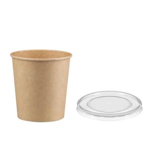 Soup Container 16CE Kraft Economy with Transparent PP Lid (Χάρτινα δοχεία Kraft με διάφανο καπάκι PP)