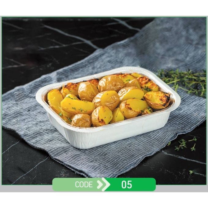 Lunch Press Tray Rectangular No.05 + Paper Lid (Χάρτινο Παραλληλόγραμμο Σκεύος Φαγητού + Χάρτινο Καπάκι Σφράγισης)