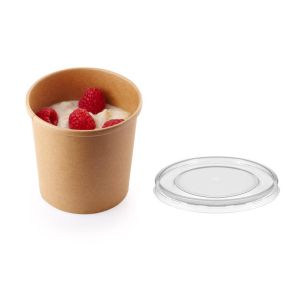 Ice Cream Container 8CE Kraft Economy with PP Lid (Χάρτινα δοχεία Kraft με διάφανο καπάκι PP)