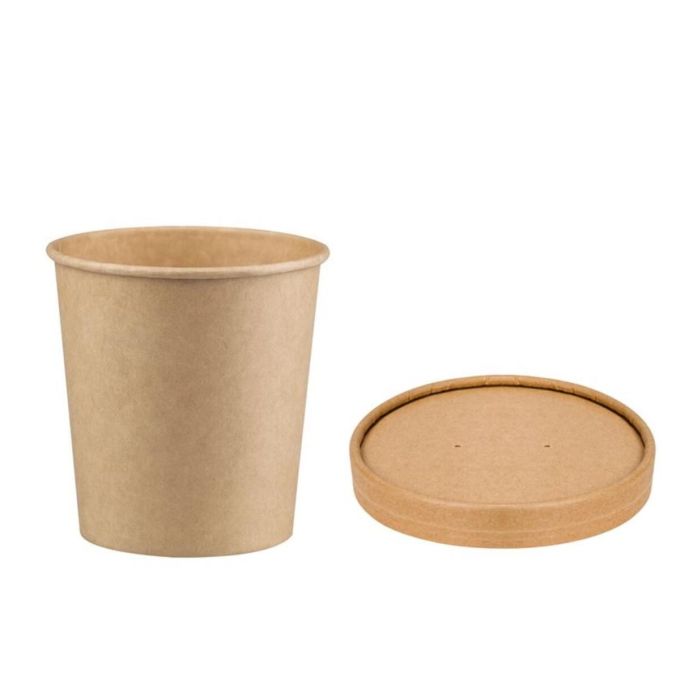 Soup Container 12C Kraft with Paper Lid (Χάρτινα δοχεία Kraft με χάρτινο καπάκι Kraft)