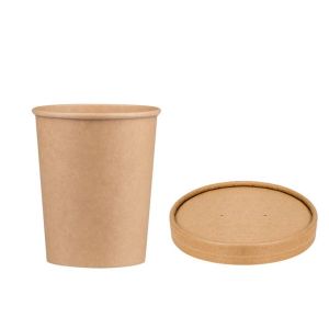 Soup Container 32C Kraft with Paper Lid (Χάρτινα δοχεία Kraft με χάρτινο καπάκι Kraft)