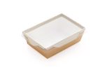 Opsalad Box 350 with Transparent Flat Pet Lid (Χάρτινο σκεύος Kraft με διάφανο καπάκι Pet ίσιο)