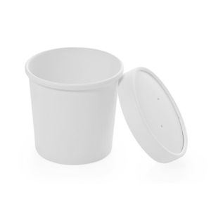 Soup Container 26W White with Paper Lid (Χάρτινα δοχεία λευκά με χάρτινο λευκό καπάκι)