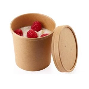 Ice Cream Container 32C Kraft with Kraft Paper Lid (Χάρτινα δοχεία Kraft με χάρτινο καπάκι Kraft)