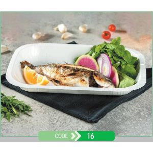 Lunch Press Tray Rectangular No.16 + Paper Lid (Χάρτινο Παραλληλόγραμμο Σκεύος + Χάρτινο Καπάκι Σφράγισης)