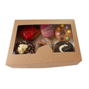 Donuts Box with Window (Χάρτινο κουτί Kraft για Donuts, με τετράγωνο παράθυρο)