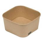 Square Box 1000 with Transparent Flat Pet Lid (Χάρτινο σκεύος Kraft με διάφανο καπάκι Pet ίσιο)