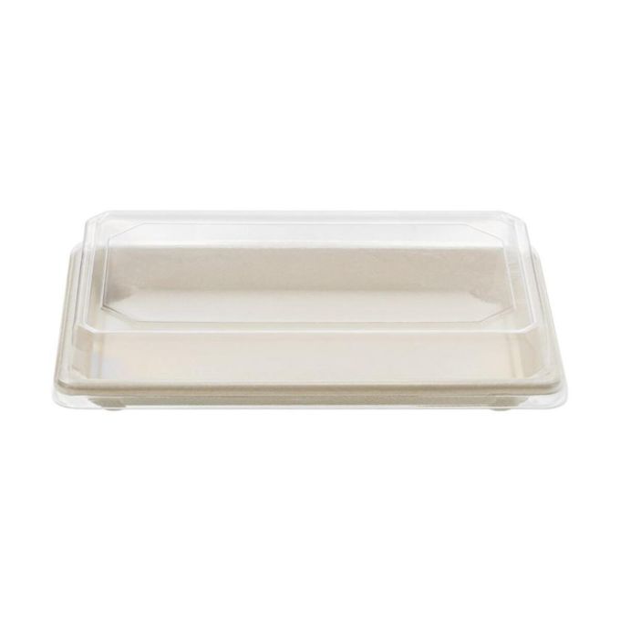 Sushi Box No.10 Sugarcane + Pet Lid (Συσκευασία για Sushi από Ζαχαροκάλαμο με διάφανο καπάκι Pet)