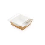 Opsalad Box 500 with Transparent Flat Pet Lid (Χάρτινο σκεύος Kraft με διάφανο καπάκι Pet ίσιο)