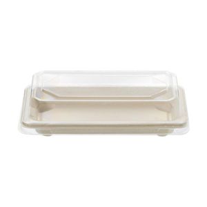 Sushi Box No.4 Sugarcane + Pet Lid (Συσκευασία για Sushi από Ζαχαροκάλαμο με διάφανο καπάκι Pet)