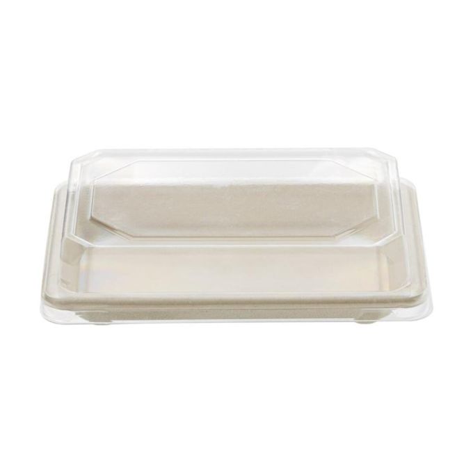 Sushi Box No.8 Sugarcane + Pet Lid (Συσκευασία για Sushi από Ζαχαροκάλαμο με διάφανο καπάκι Pet)