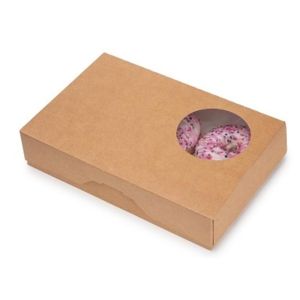 Donuts Box Easy Open with Window (Χάρτινο κουτί Kraft, Easy Open για Donuts, με στρογγυλό παράθυρο)