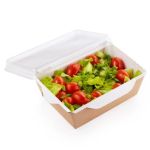 Opsalad Box 1200 with Transparent Flat Pet Lid (Χάρτινο σκεύος Kraft με διάφανο καπάκι Pet ίσιο)