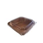 Petra Square Kraft Container 1200 with Flat Pet Lid  (Χάρτινο σκεύος Kraft τετράγωνο με διάφανο καπάκι Pet ίσιο)