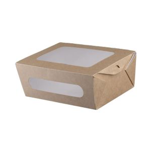 Salad Box 2000 "Pure Kraft" with Double Window (Χάρτινο σκεύος Kraft με διπλό παράθυρο)