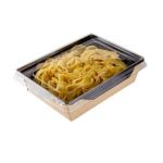 Opsalad Box 900 "Black Edition" with Transparent Flat Pet Lid (Χάρτινο σκεύος Kraft με εσωτερική μαύρη επένδυση & με διάφανο καπάκι Pet ίσιο)