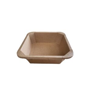 Petra Square Kraft Container 1000 with Flat Pet Lid  (Χάρτινο σκεύος Kraft τετράγωνο με διάφανο καπάκι Pet ίσιο)