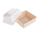 Smart Pack 900 with Transparent Flat Lid (Χάρτινο σκεύος Kraft τετράγωνο με διάφανο καπάκι Pet Ίσιο)