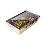 Opsalad Box 500 "Black Edition" with Transparent Flat Pet Lid (Χάρτινο σκεύος Kraft με εσωτερική μαύρη επένδυση & με διάφανο καπάκι Pet ίσιο)