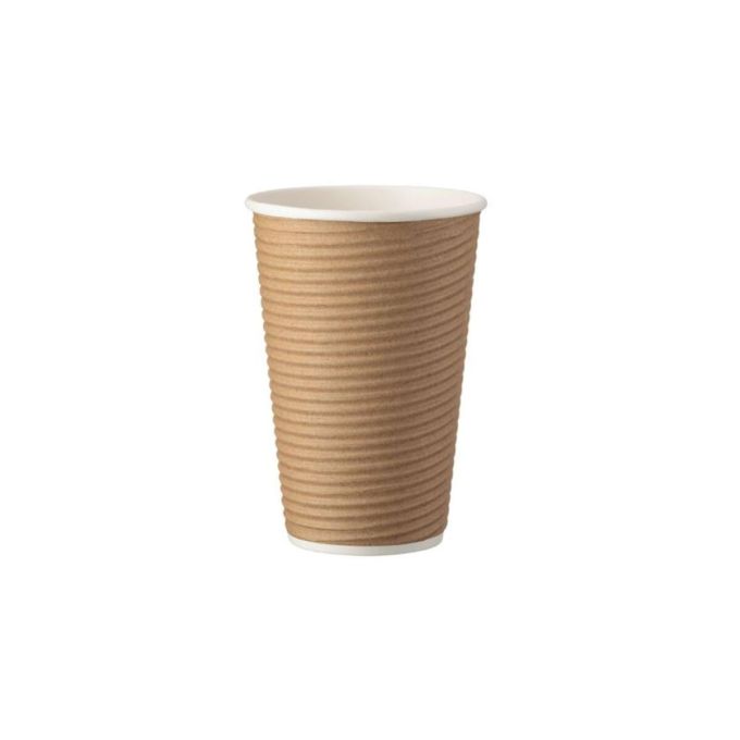 Ripple Paper Cup Kraft 16 oz (Χάρτινα ποτήρια γκοφρέ Kraft)