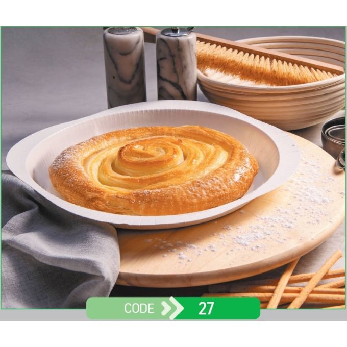 Pizza or Pie Press Tray Round No.27 + Paper Lid (Χάρτινο Στρογγυλό Σκεύος για Πίτσα ή Πίτες + Χάρτινο Καπάκι Σφράγισης)