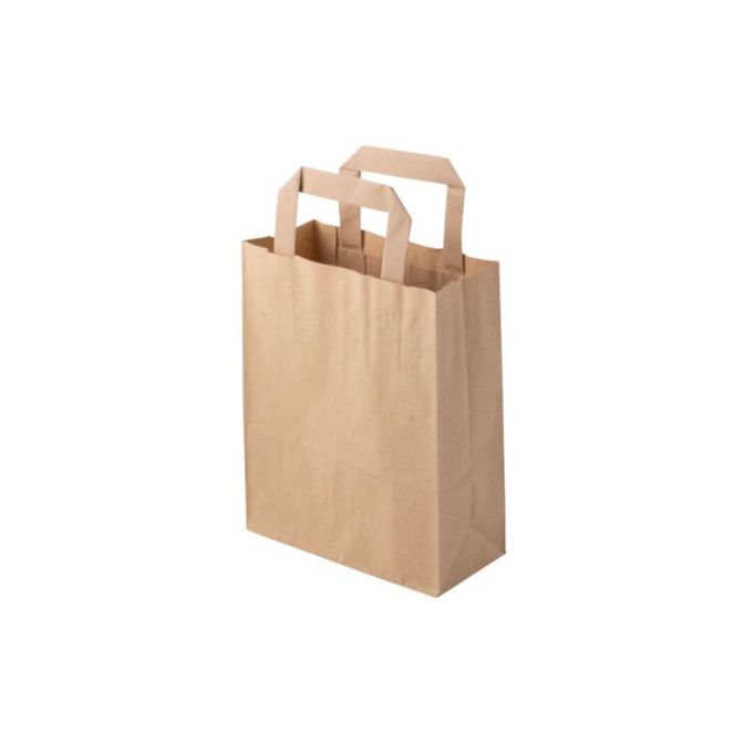 Flat Handle Paper Kraft Bags 22x11x24 (Χάρτινη Τσάντα Kraft με Πλακέ Χεράκι, Πιέτα  & Πάτο)