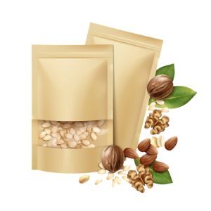 Doypack Pouches Kraft 15x22 (Χάρτινο Σακουλάκι Kraft με Παράθυρο & Πάτο)