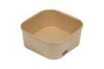 Square Box 750 with Transparent Flat Pet Lid (Χάρτινο σκεύος Kraft με διάφανο καπάκι Pet ίσιο)