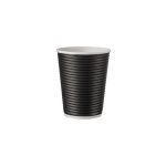 Ripple Paper Cup Black 12 oz (Χάρτινα ποτήρια γκοφρέ μαύρα)