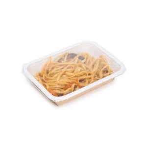 Heat Seal Pack 350 Container with Transparent Flat Lid (Χάρτινο σκεύος Kraft με διάφανο καπάκι Pet ίσιο)