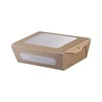 Salad Box 1500 "Pure Kraft" with Double Window (Χάρτινο σκεύος Kraft με διπλό παράθυρο)