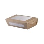 Salad Box 1000 "Pure Kraft" with Double Window (Χάρτινο σκεύος Kraft με διπλό παράθυρο)