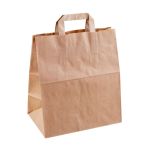 Flat Handle Paper Kraft Bags 28x17x29 (Χάρτινη Τσάντα Kraft με Πλακέ Χεράκι, Πιέτα  & Πάτο)