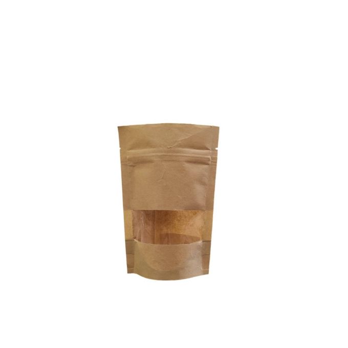 Doypack Pouches Kraft 10x15 (Χάρτινο Σακουλάκι Kraft με Παράθυρο & Πάτο)