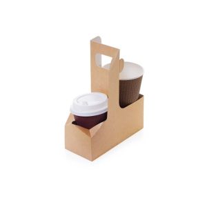 Hand Cupholder Kraft 2 (Χάρτινη Θήκη Kraft με Λαβή για Μεταφορά 2 Ροφημάτων)