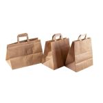 Flat Handle Paper Kraft Bags 35x23x25 (Χάρτινη Τσάντα Kraft με Πλακέ Χεράκι, Πιέτα  & Πάτο)